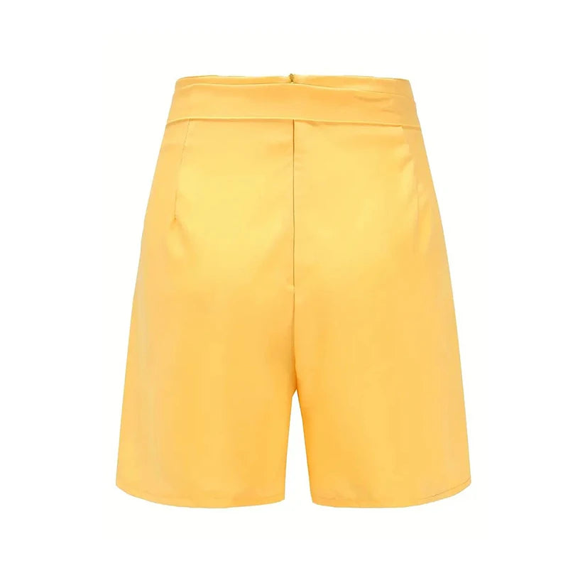 Y2K High Waist Button Shorts – Tie Waist Beach Shorts for Women - 3KDyn